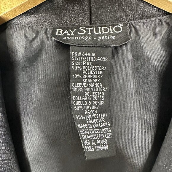 Vtg Bay Studio Velvet Jacket Petite XL Sheer Sleeve Rhinestone Button Evening - Picture 7 of 11